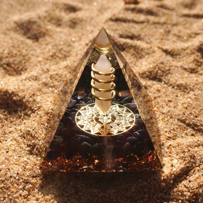 Olivenorma Clear Crystal Obsidian God of Light Orgone Pyramid