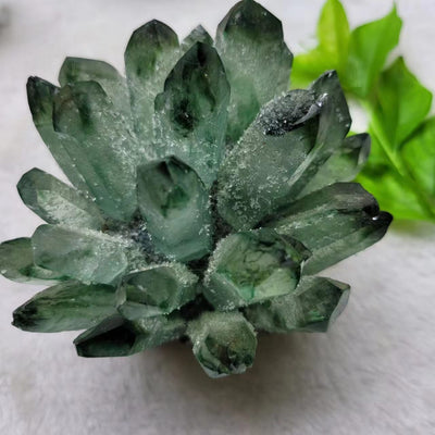 Olivenorma 1pc Crystal Cluster Green Phantom Quartz Home Decoration