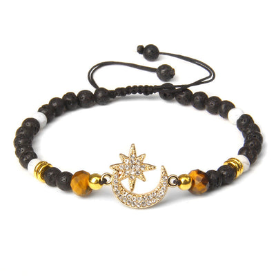 Olivenorma "Moon And Starlight" Gemstone Moon & Star Bracelet