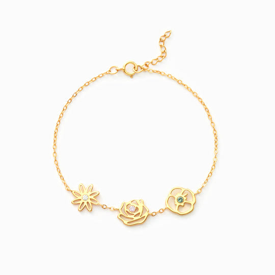 Olivenorma 1-8 Birth Flowers With Birthstone Bracelet