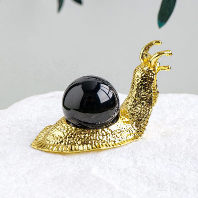 Olivenorma Natural Crystal Ball Holder Small Snail Gemstone Decoration