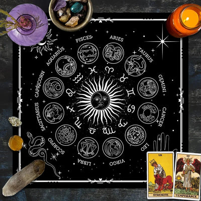 Olivenorma 12 Constellations Zodiac Signs Tarot Tablecloth