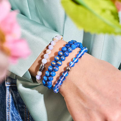 Olivenorma Blue Crystal Glass Bead Bracelet