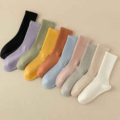 Olivenorma Non Slip Solid Striped Textured Crew Sock Yoga Socks