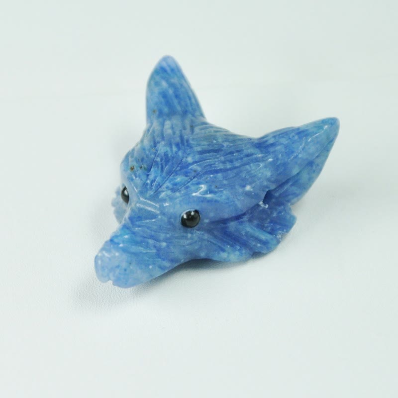 Olivenorma Natural Crystal Carved Wolf Head Accessory Gemstone Decoration - Blue Aventurine - image 24