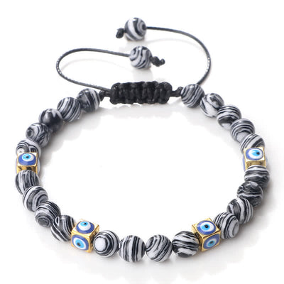 Olivenorma Natural Crystal Beaded Evil Eye Braided Bracelet