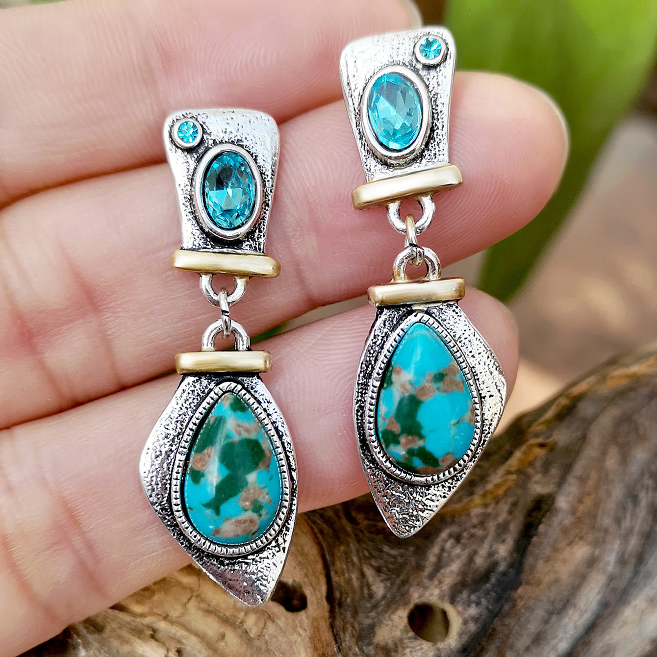 Olivenorma Emperor Stone Blue Topaz Silver Earrings