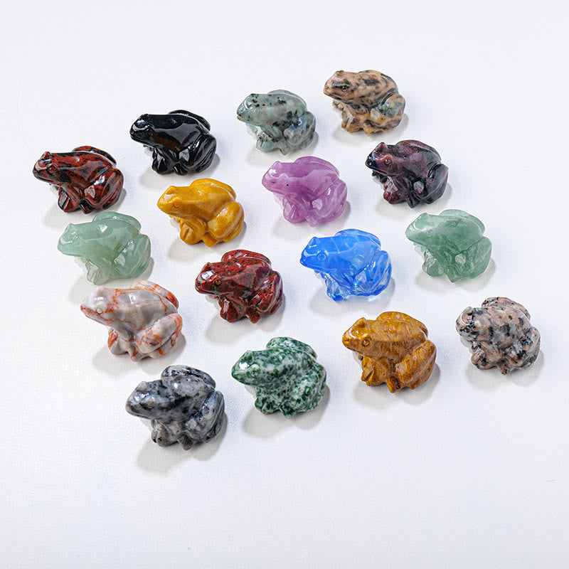 Olivenorma Natural Gemstone Carved Frog Statue Gemstone Decoration