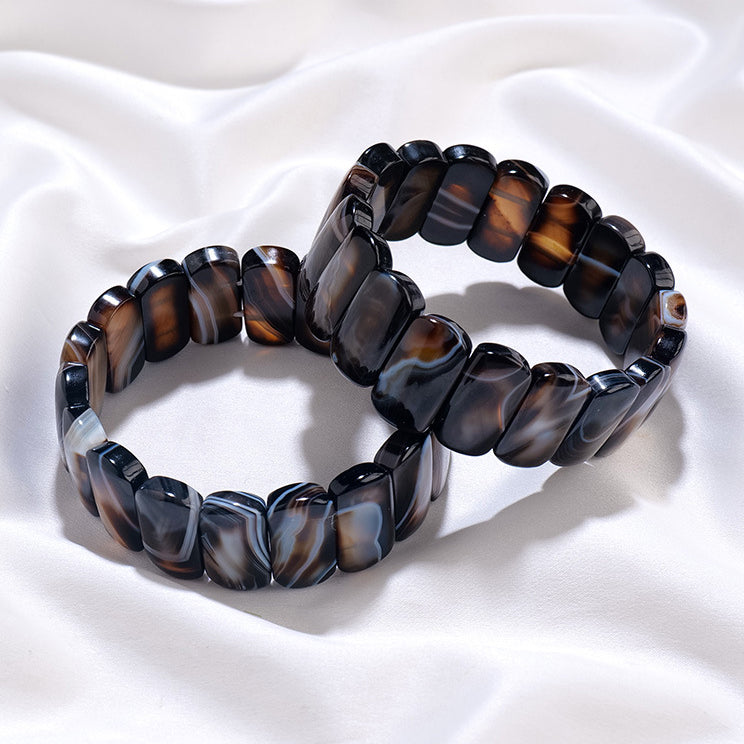 Olivenorma Natural Sardonyx Rectangular Beads Bracelet