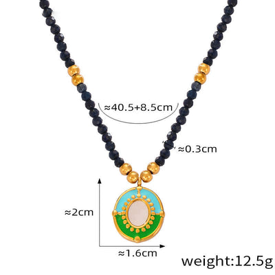 Olivenorma Colored Natural Stone Titanium Steel Necklace