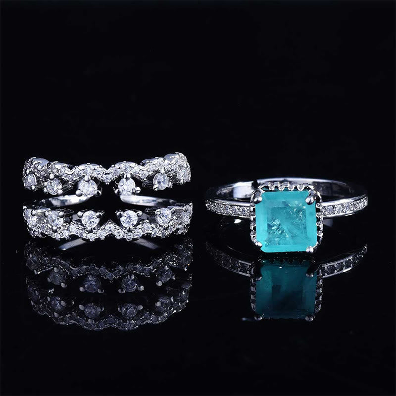 Olivenorma Paraiba Tourmaline 2 PCS Ring Set