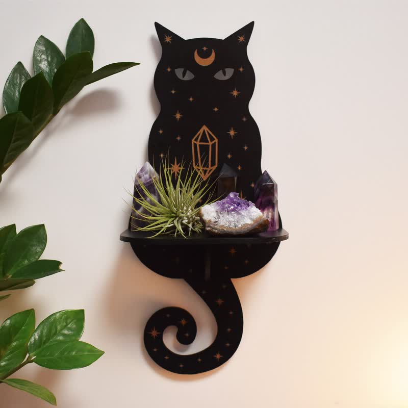 Olivenorma Celestial Cat Altar Crystal Shelf