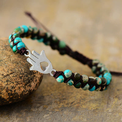 Olivenorma Turquoise Green Emperor Stone Alloy Beaded Bracelet