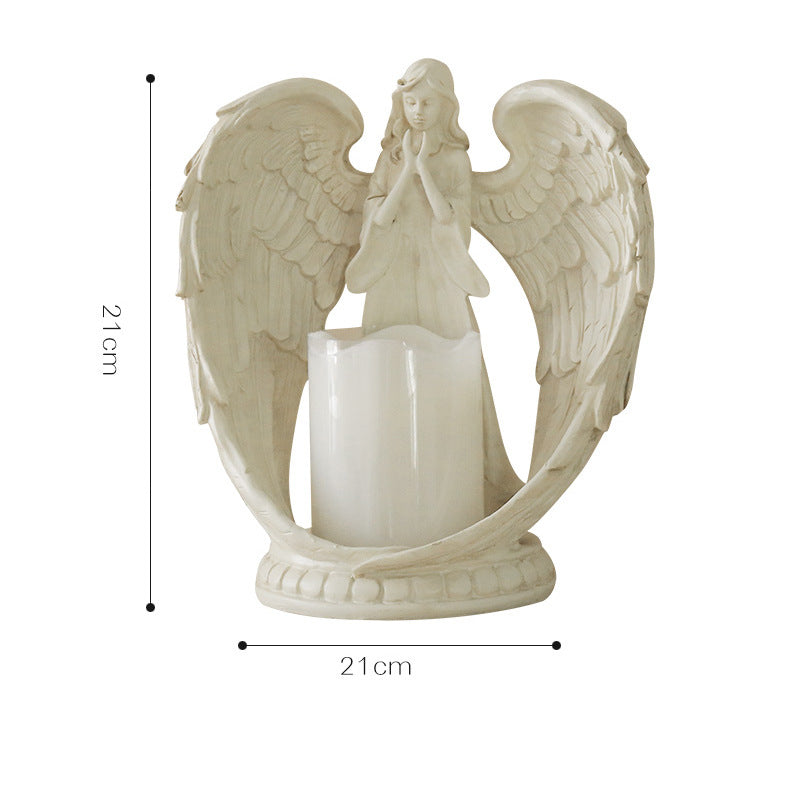 Olivenorma Nordic Pure White Wings Praying Angel Candle Holder