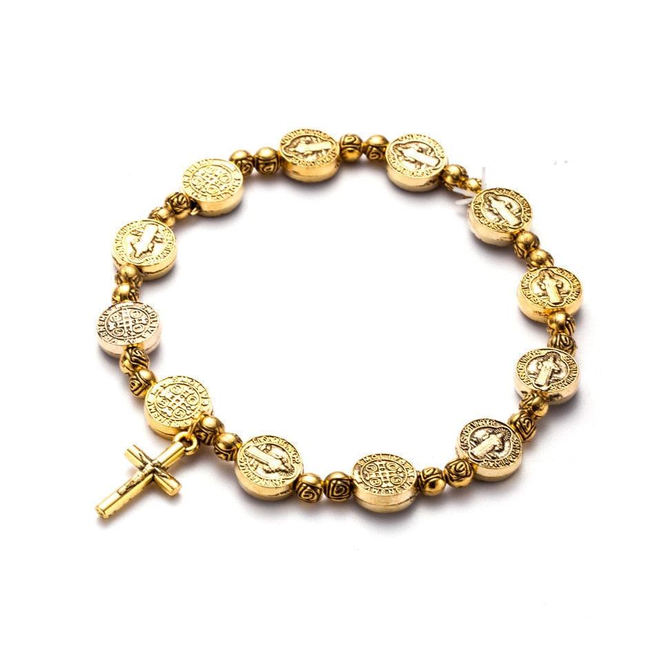 Olivenorma Golden Silver Colorm Jesus Christianity Cross Bracelet