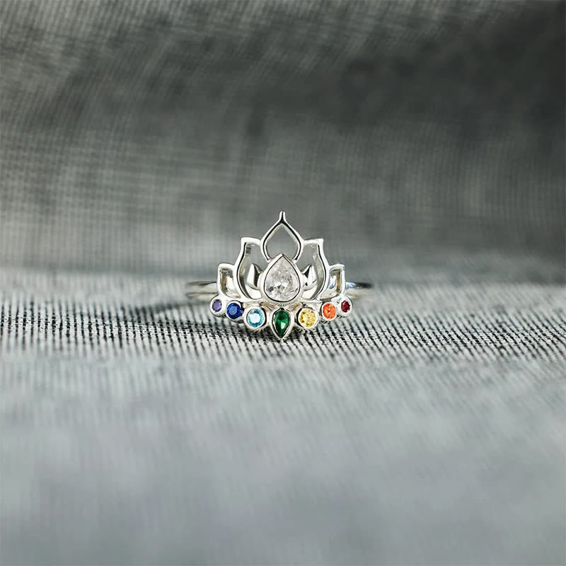 Olivenorma Lotus With 7 Chakras Yoga Rainbow Ring