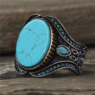 Olivenorma Turquoise Sterling Silver Men Ring