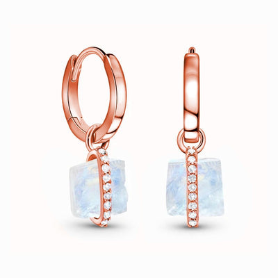 Olivenorma Square Moonstone S925 Silver Rose Gold Earrings