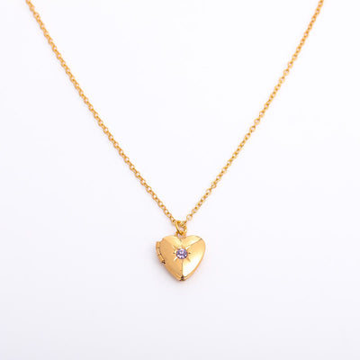 Olivenorma "Shine in My Heart"-Birthstone Heart Album Necklace