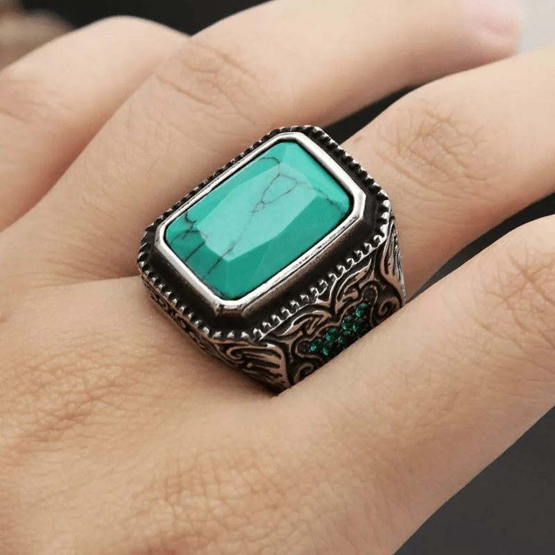 Olivenorma Vintage Turquoise Eagle Indian Ring