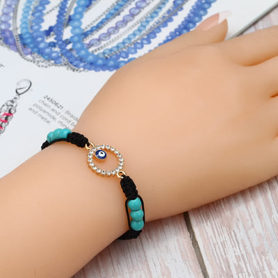 Olivenorma Turquoise White Zircon Evil Eye Braided Adjustable Bracelet