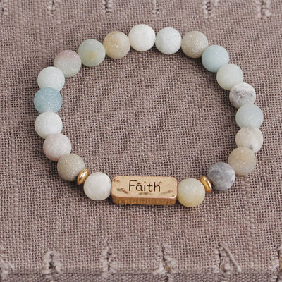 Olivenorma Natural Gemstone Active Faith Engraving Bracelet