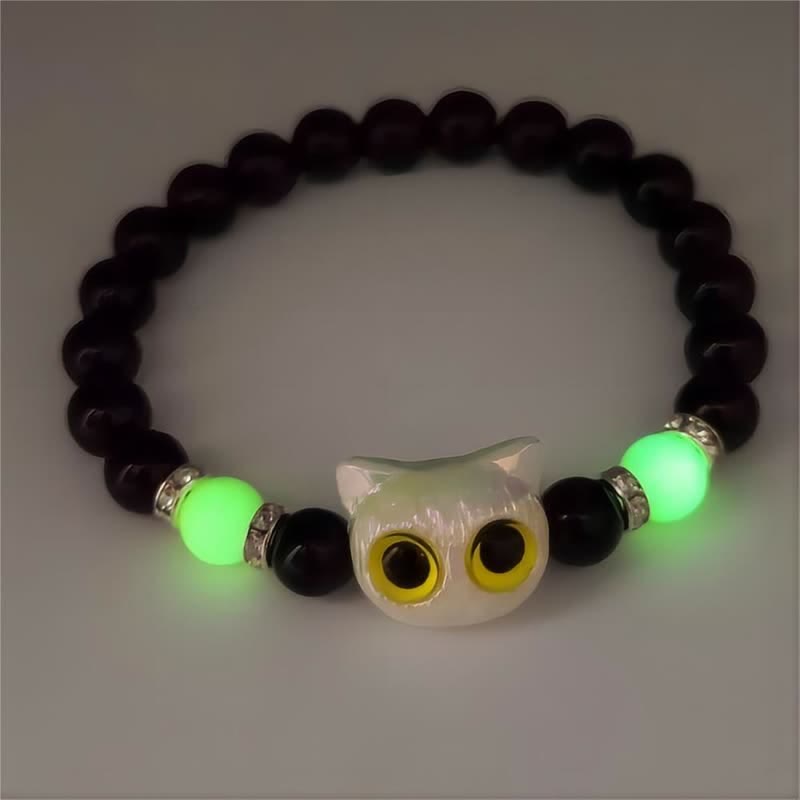 Olivenorma 1pcs Luminous Cute Cat Design Pendant Beaded Bracelet