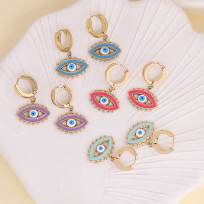 Olivenorma Color Epoxy Evil Eye Earrings