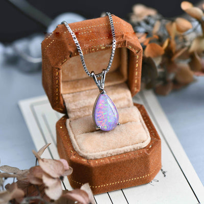 Olivenorma Minimalist Droplet Opal Pendant Necklace