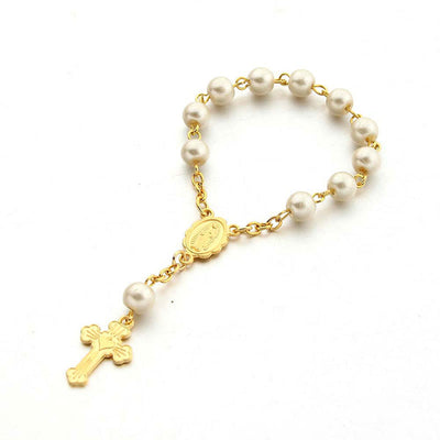 Olivenorma Pearl Cross Virgin Mary Rosary Bracelet