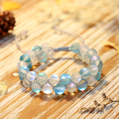 Olivenorma 8mm Double Layer Mermaid Glass Beaded Bracelet