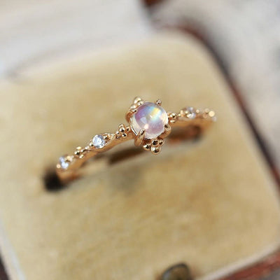 Olivenorma "You Are Bright Moonlight" - Dainty Moonstone Ring