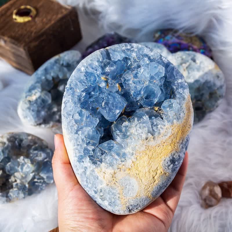 Olivenorma Natural Kyanite Geode Rock Gemstone Decoration