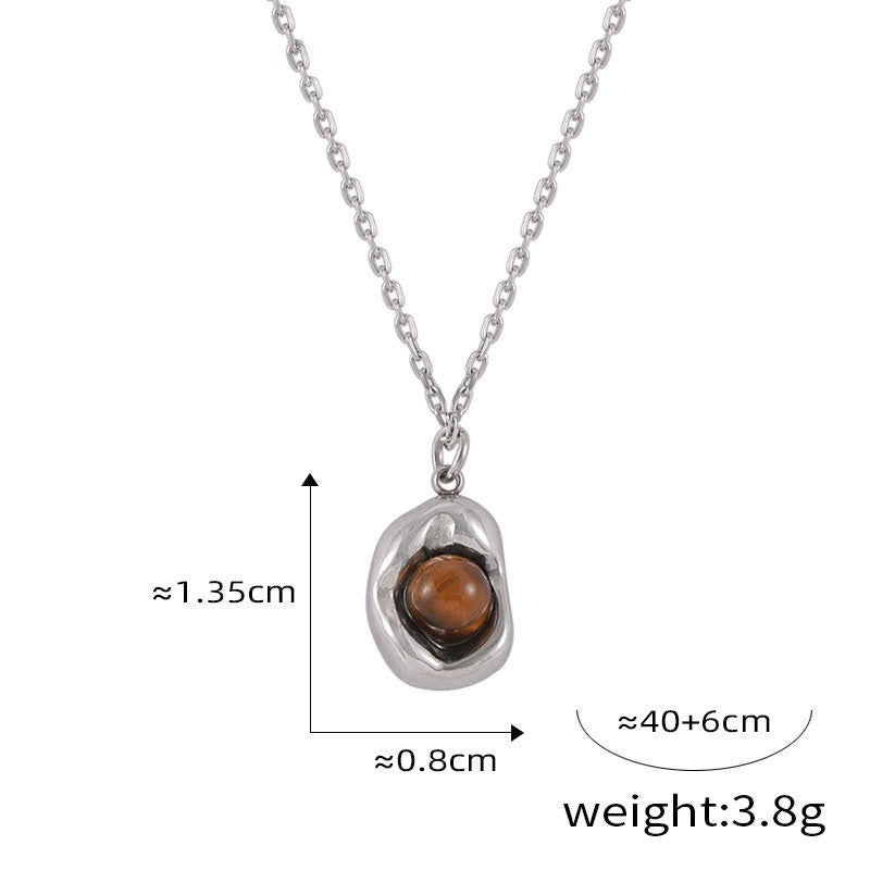 Olivenorma Natural Tiger Eye Irregular Titanium Steel Jewelry Set