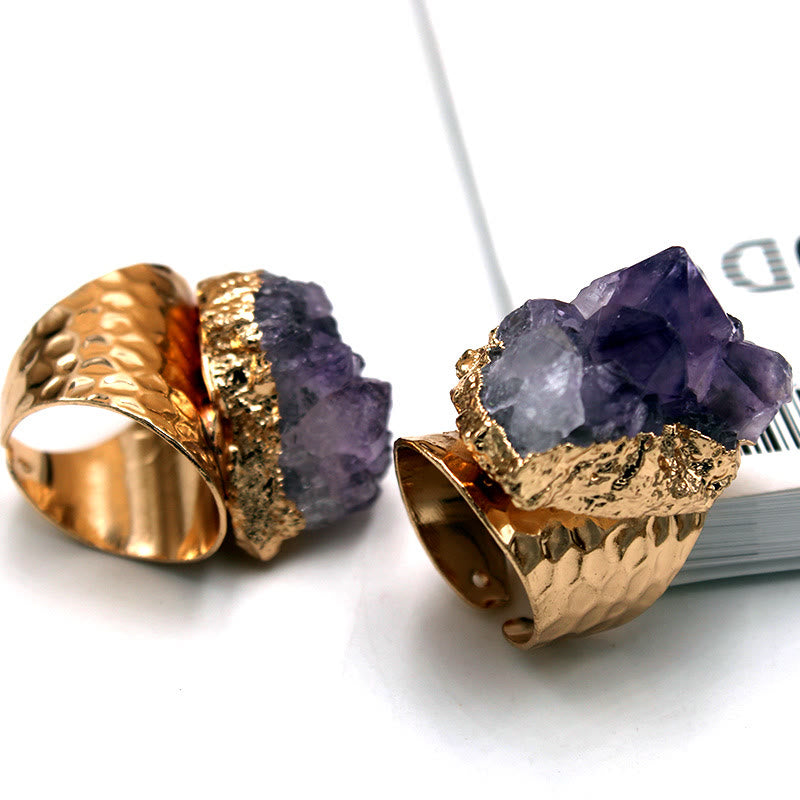 Olivenorma Retro Adjustable Natural Amethyst Ring