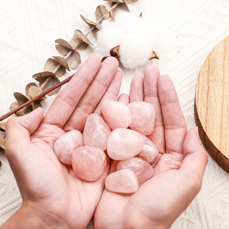 Olivenorma Rose Quartz Natural Tumbled Stone Set