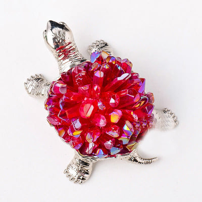 Olivenorma Natural Crystal Cluster Turtle Ornament Lamp Gemstone Decoration