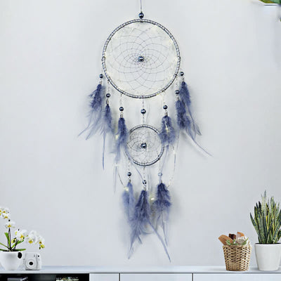 Blue Feather Pearl Wind Chime Dream Catcher