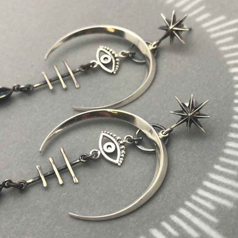 (Clearance 30% OFF / CODE: OFF30) - Olivenorma Evil Eye Crescent Moon Earrings