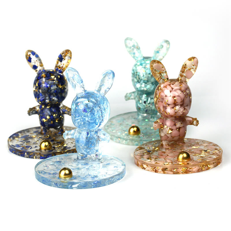 Olivenorma Natural Crystal Gravel Epoxy Rabbit Mobile Phone Holder