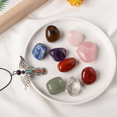 Olivenorma Natural Irregular Meditation Polished Chakra Gemstones Crystal Set