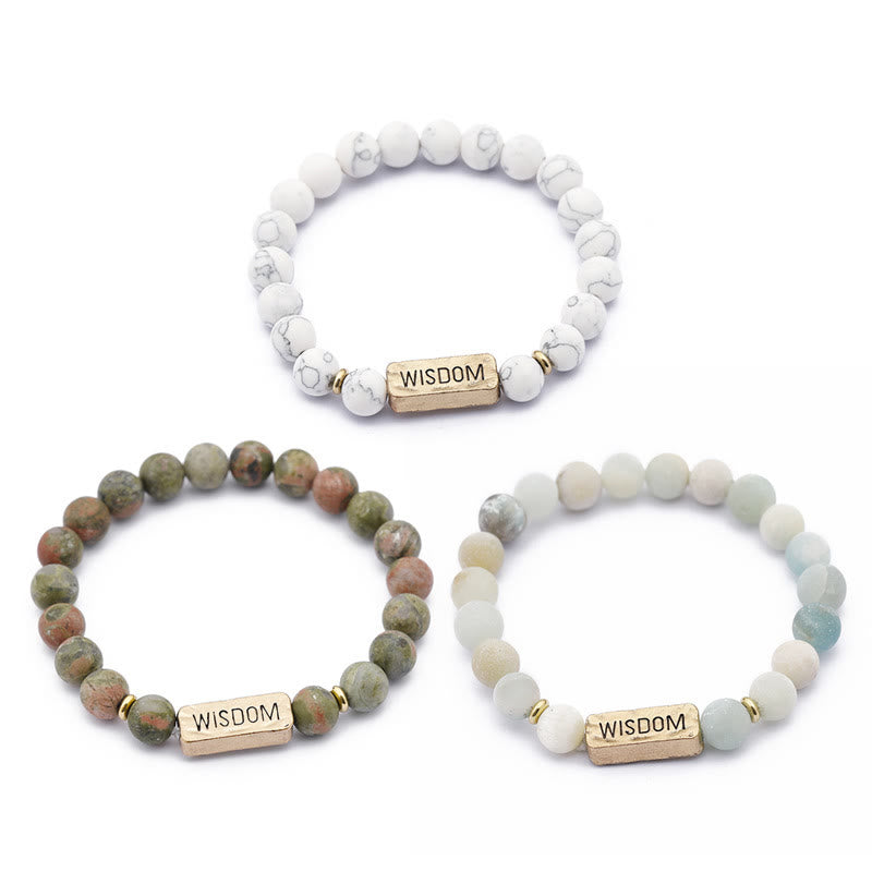 Olivenorma Natural Gemstone Wisdom Engraving Bracelet