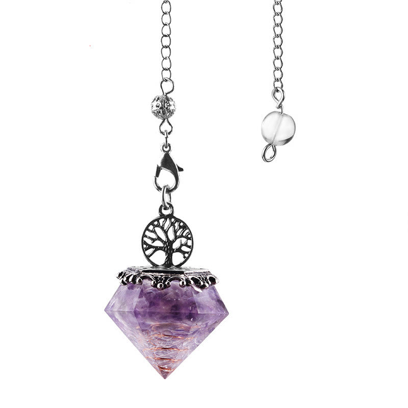 Olivenorma Natural Crystal Geometric Tree of Life Pendulum