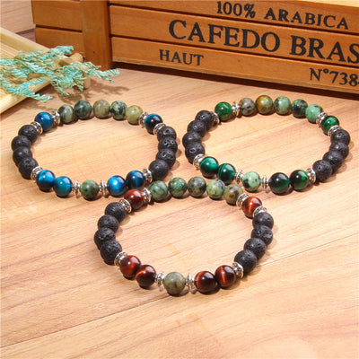 Olivenorma Natural Cat's Eye Stone Beads Men Bracelet