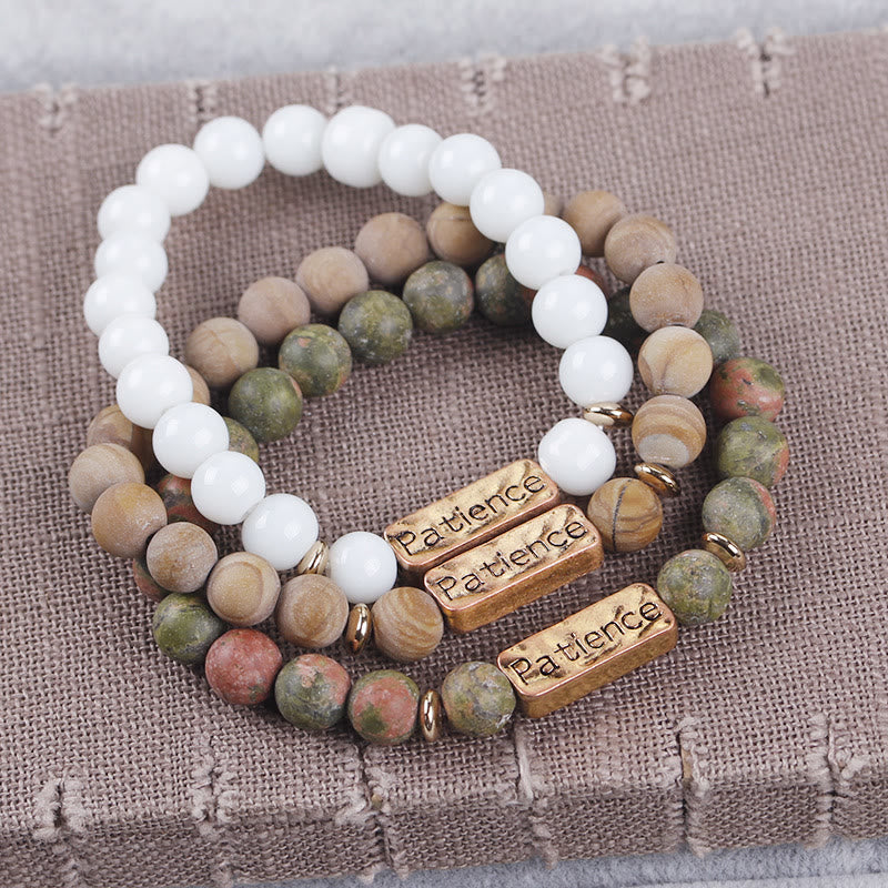 Olivenorma Natural Gemstone Mom Patience Engraving Bracelet