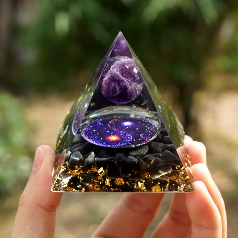 (Clearance 30% OFF / CODE: OFF30) - Olivenorma Yin And Yang Obsidian Orgone Pyramid