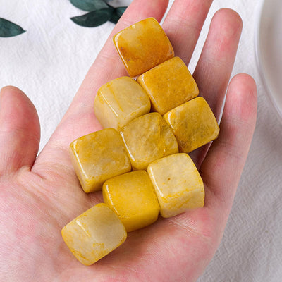 Olivenorma Yellow Agate Crystal Cube Natural Stone