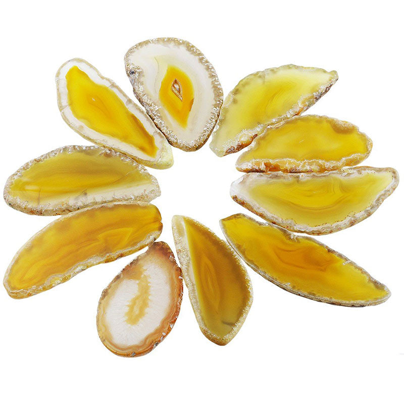 Olivenorma Natural Sliced Agate Gemstone Decoration