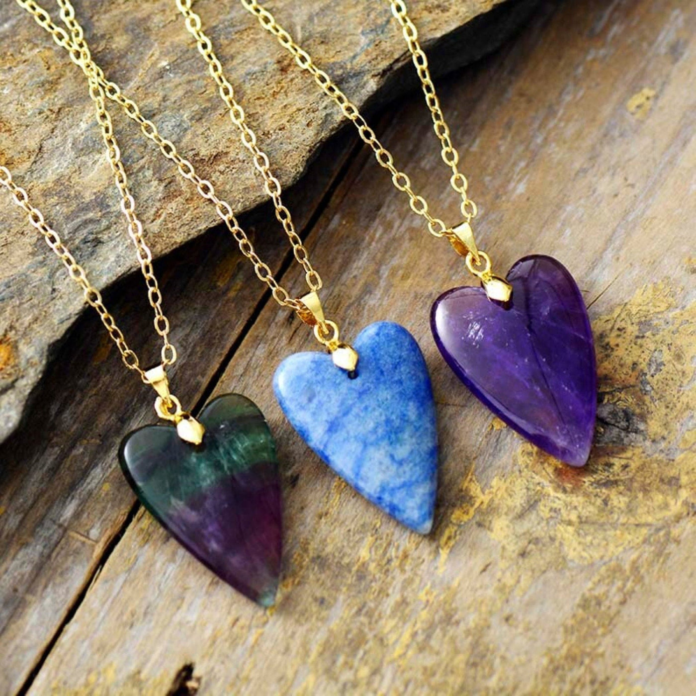 Olivenorma Healing Crystal Heart Pendant Necklace