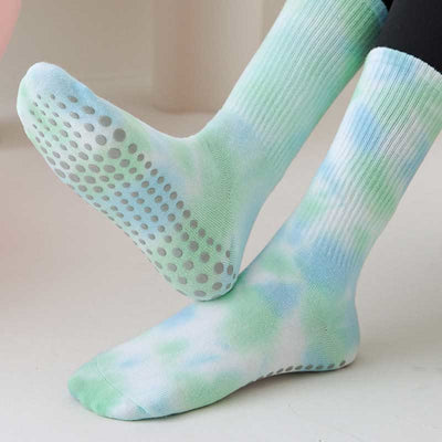 Olivenorma Medium-Tube Tie-dye Anti Slip Yoga Socks